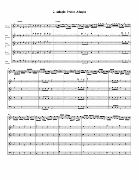 Concerto, Op.5, no.9 (arrangement for 5 recorders)