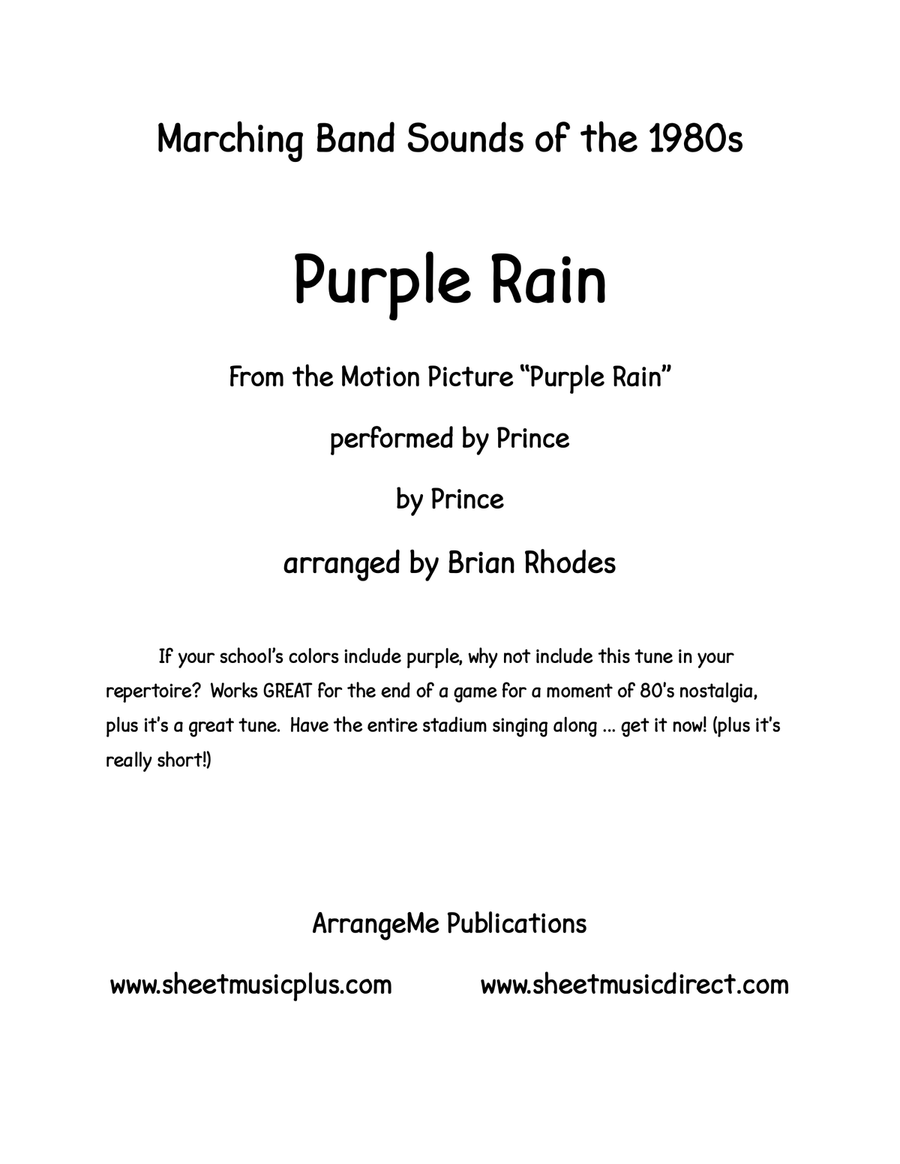 Purple Rain Marching Band scores gallery preview page 1