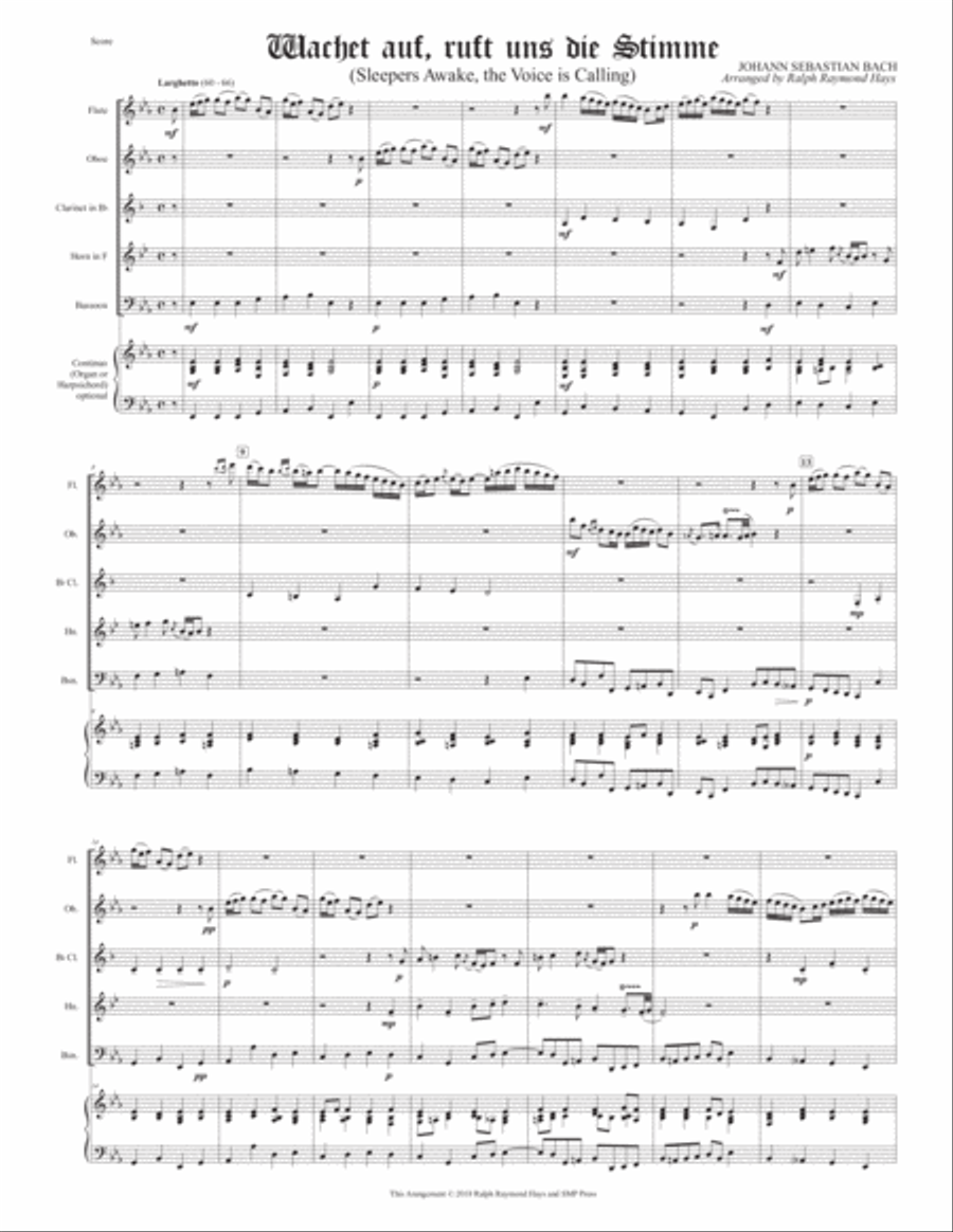 Sleepers Awake (Wachet Auf) for Woodwind Quintet Woodwind Quintet scores gallery preview page 2