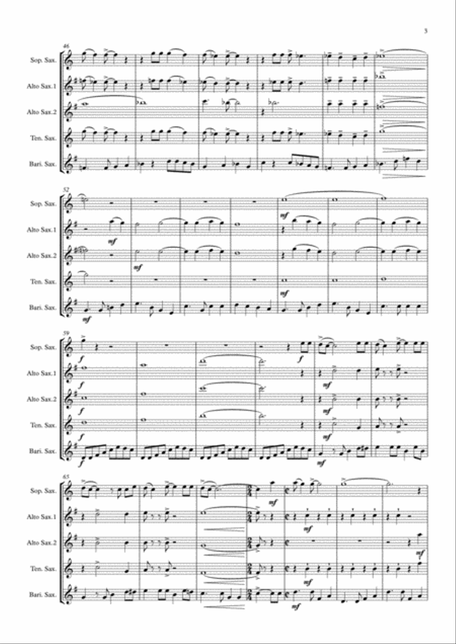 Oh, Pretty Woman Saxophone Quintet scores gallery preview page 3