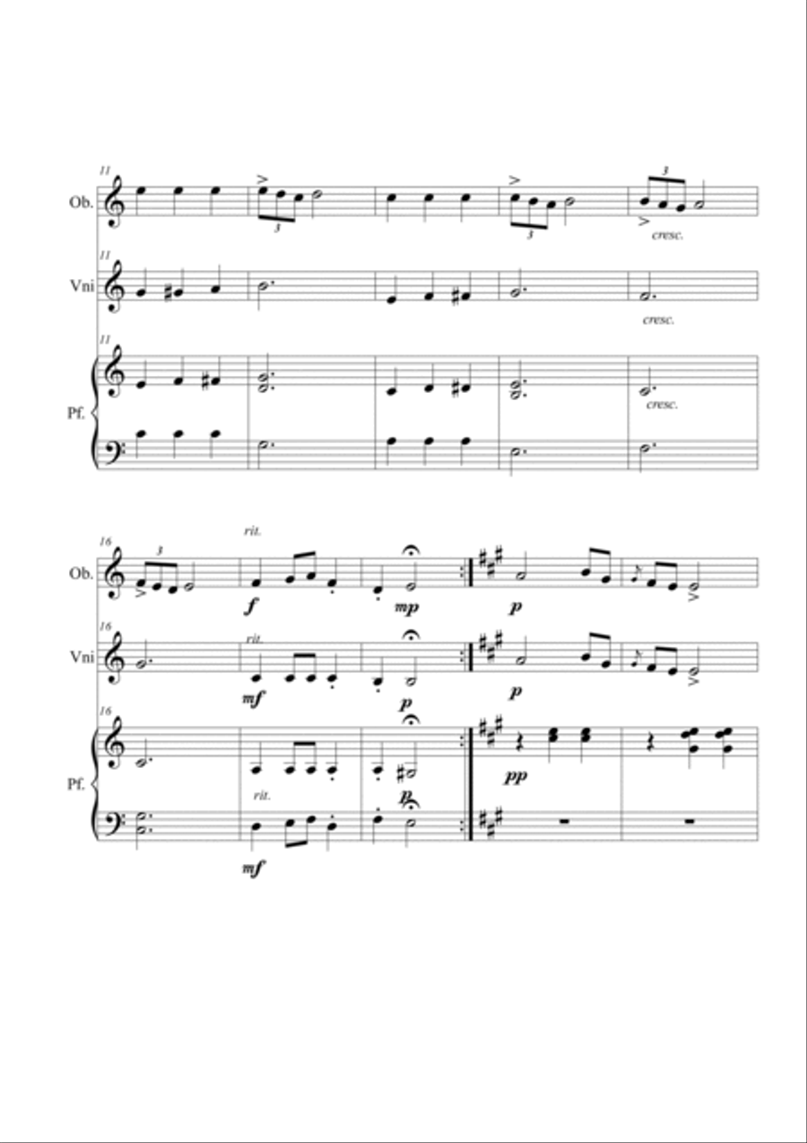 Walzer op. 12 n. 2. Trio oboe, violin and piano English Horn scores gallery preview page 2