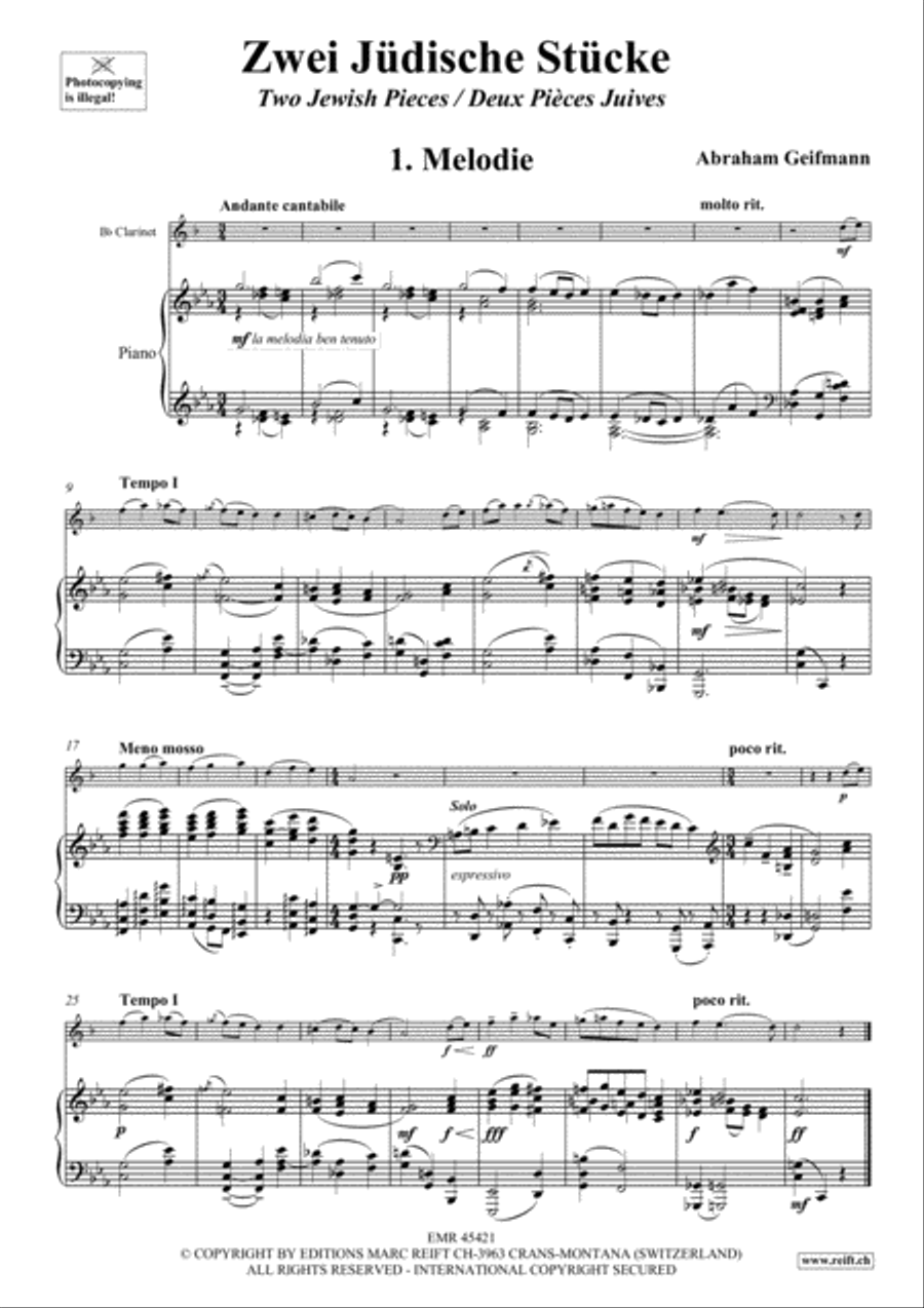 Zwei Judische Stucke Clarinet Solo scores gallery preview page 4