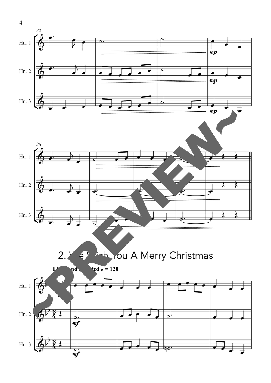 Carols for Three - Fifteen Traditional Carols for Horn Trio Brass Trio scores gallery preview page 4