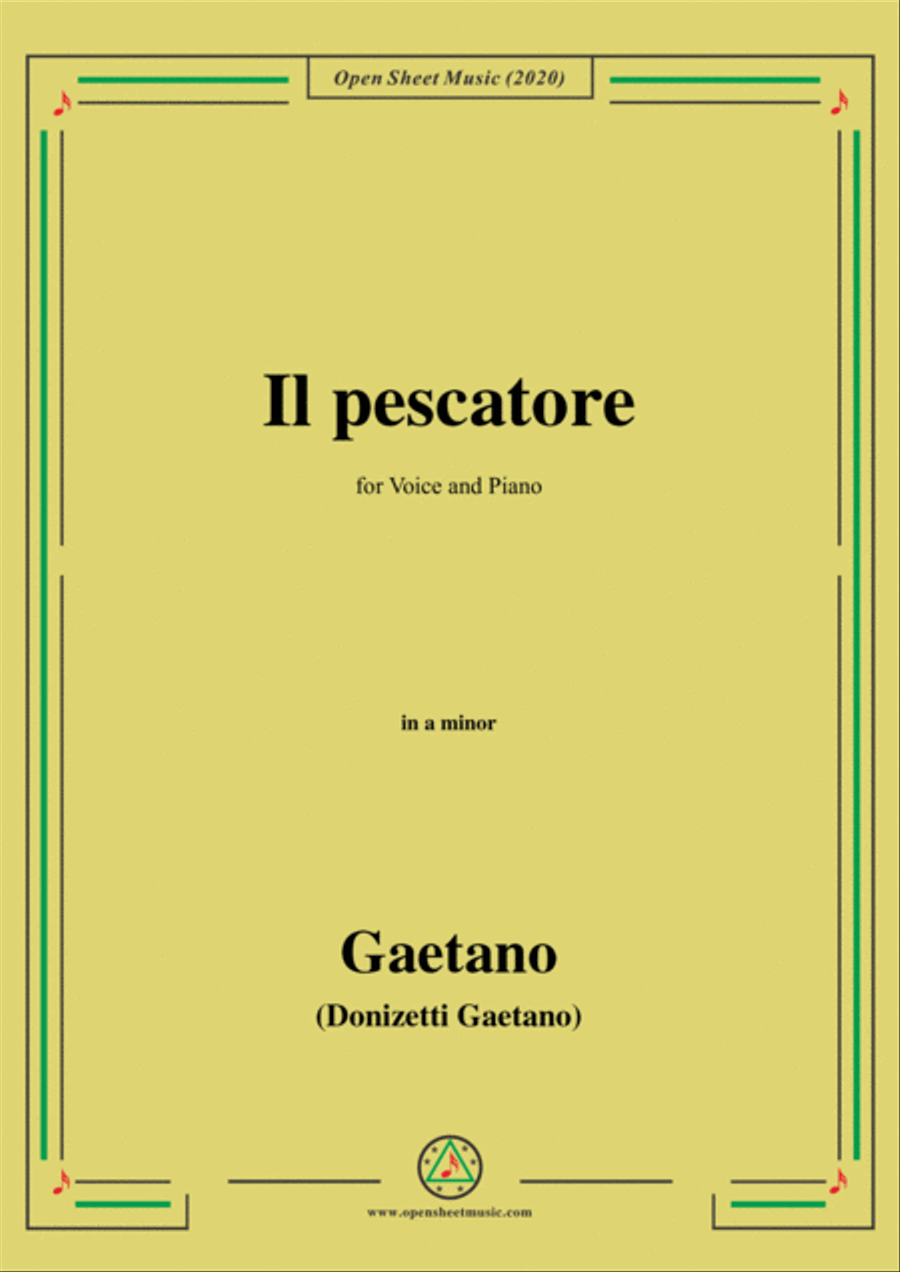 Donizetti-Il pescatore,in a minor,for Voice and Piano Voice Solo scores gallery preview page 1
