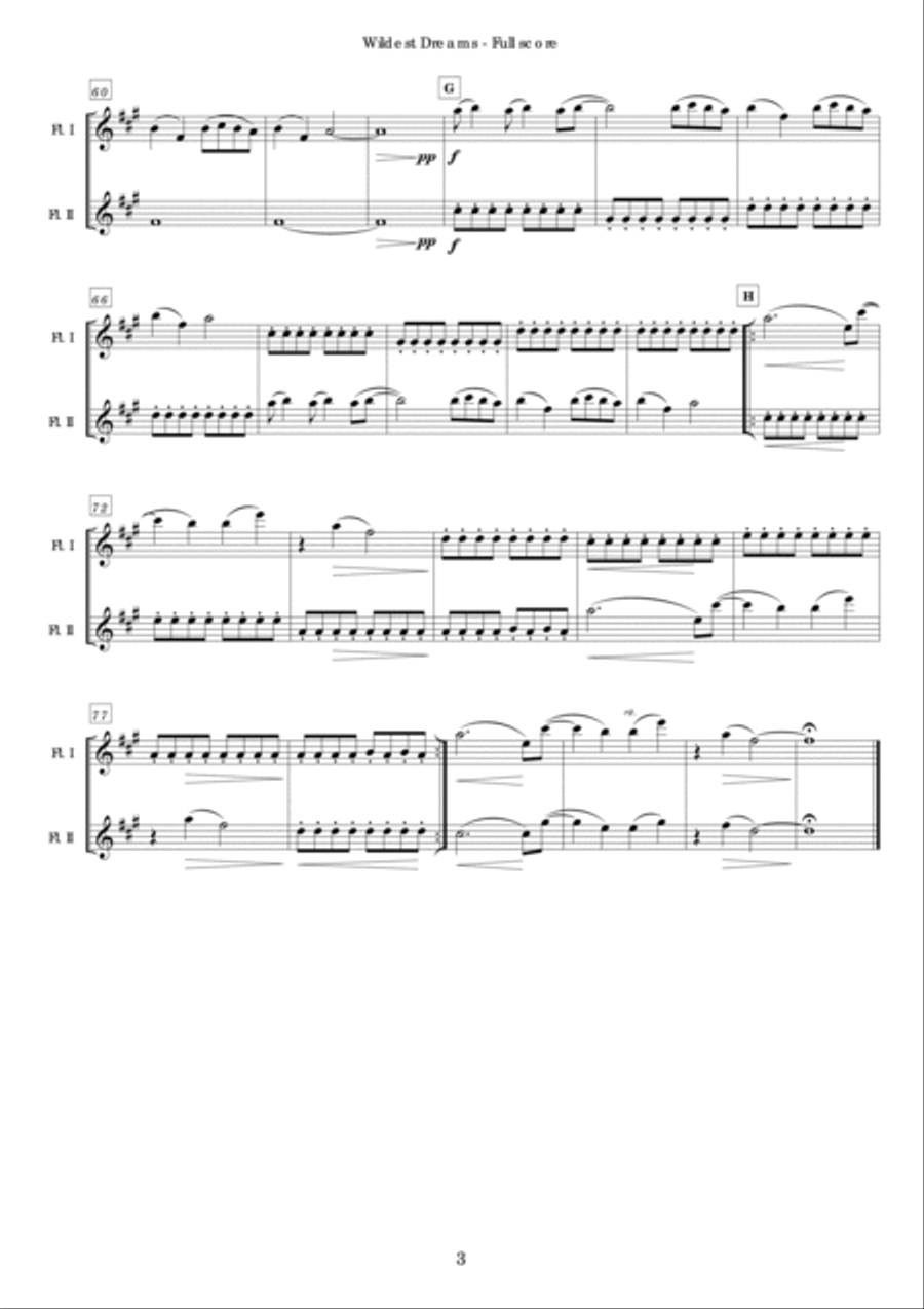 Wildest Dreams Flute Duet scores gallery preview page 3