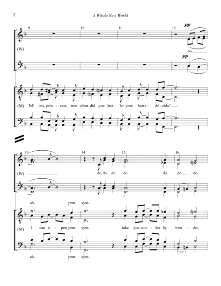 A Whole New World (from Aladdin) (arr. Theo Hicks) SSAATTBB scores gallery preview page 2