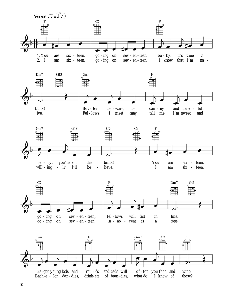 Sixteen Going On Seventeen (from The Sound of Music) Ukulele scores gallery preview page 2