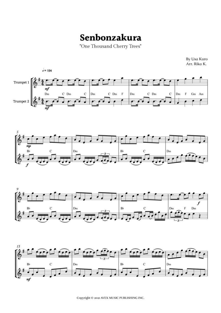 Senbonzakura Trumpet Duet scores gallery preview page 1