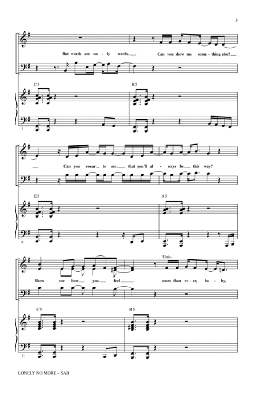 Lonely No More Lonely No More 3-Part scores gallery preview page 2