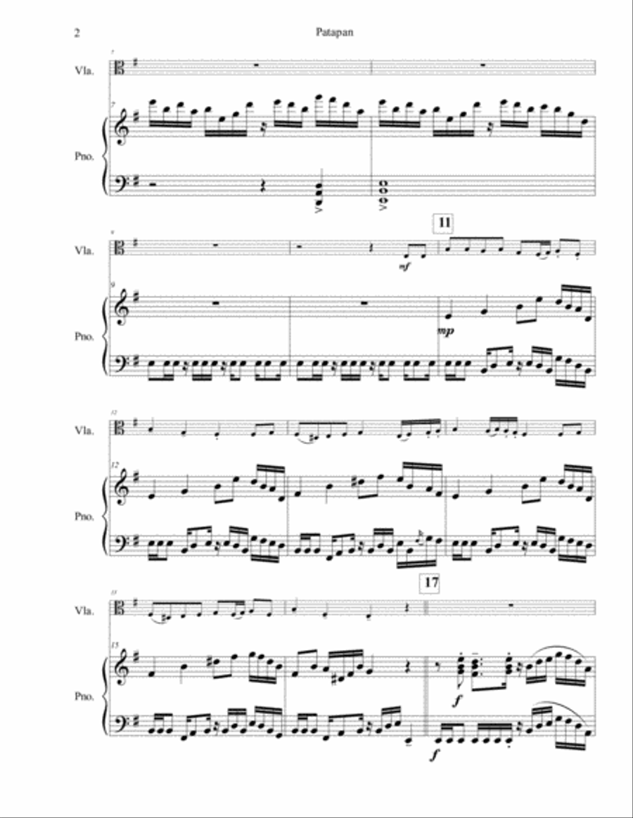 Patapan for Solo Viola Piano scores gallery preview page 3