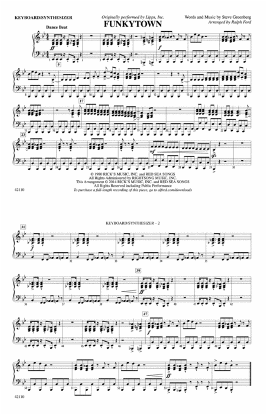 Funkytown: Piano Accompaniment Piano Accompaniment scores gallery preview page 1