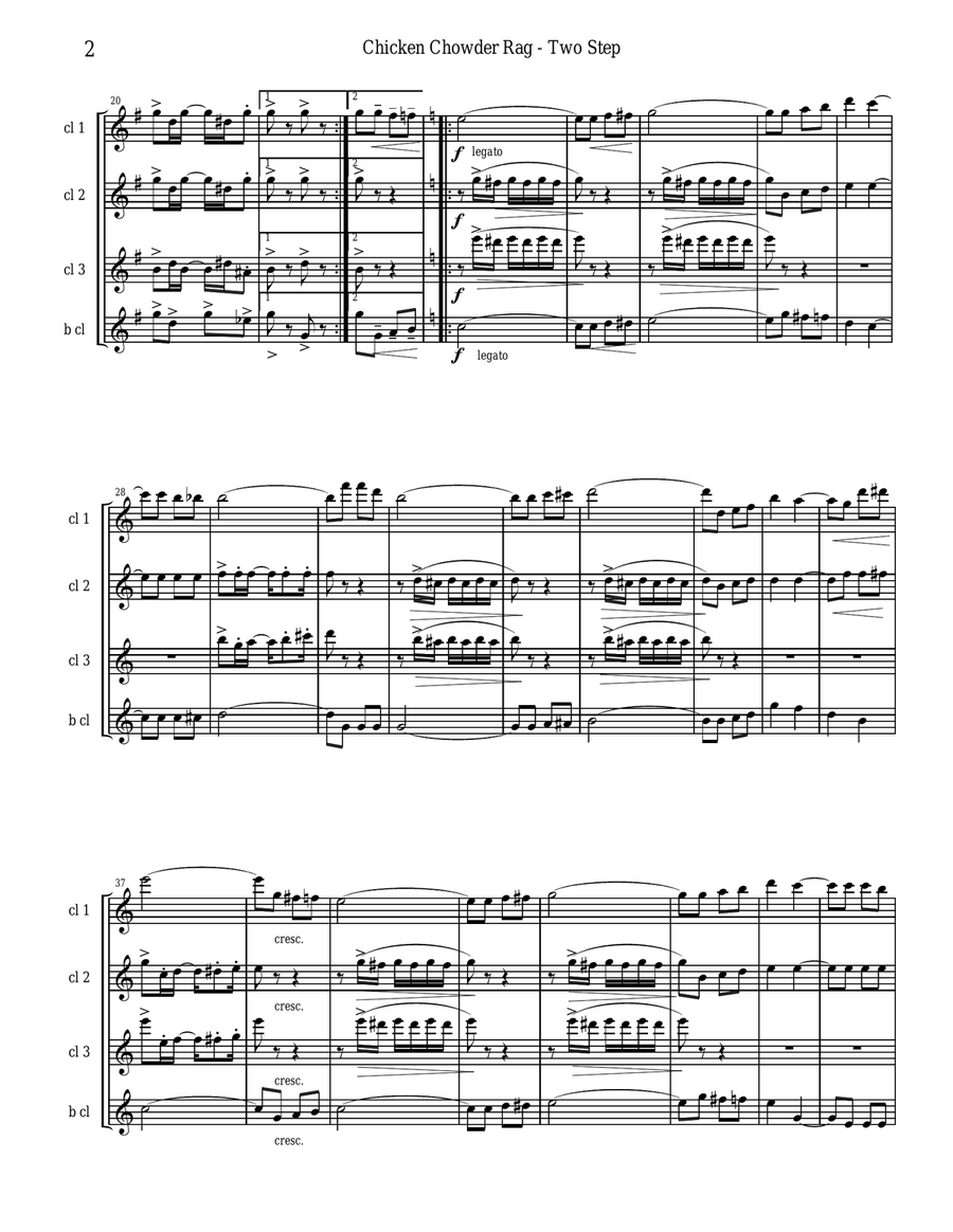 Chicken Chowder Rag by Irene Giblin for Clarinet Quartet Clarinet Quartet scores gallery preview page 2