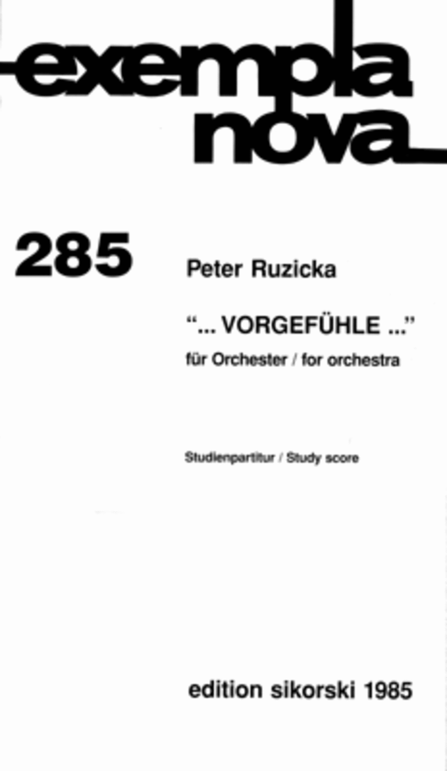 “...vorgefuhle...” For Orchestra Study Score