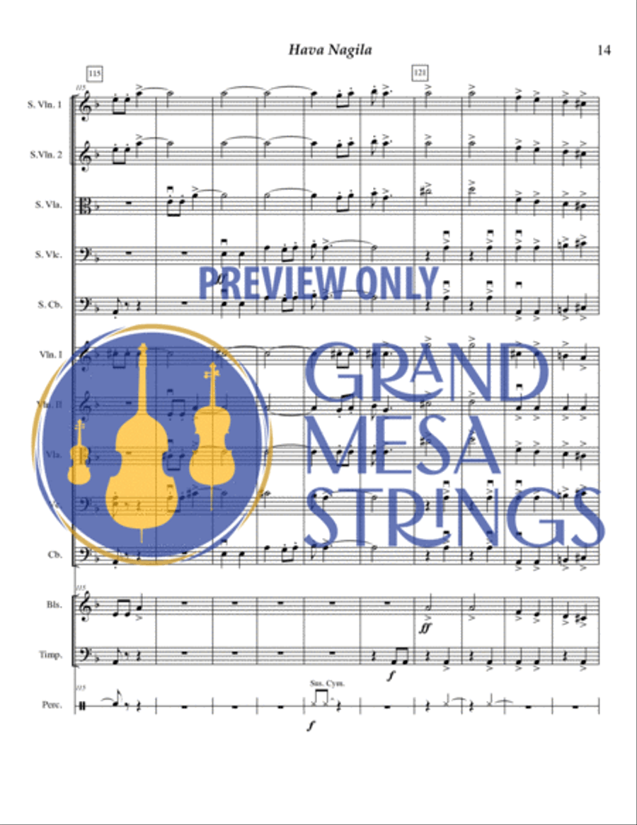 Hava Nagila Hava Nagila String Orchestra scores gallery preview page 15