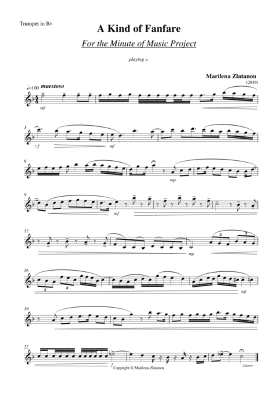 A KIND OF FANFARE, for solo B trumpet image number null
