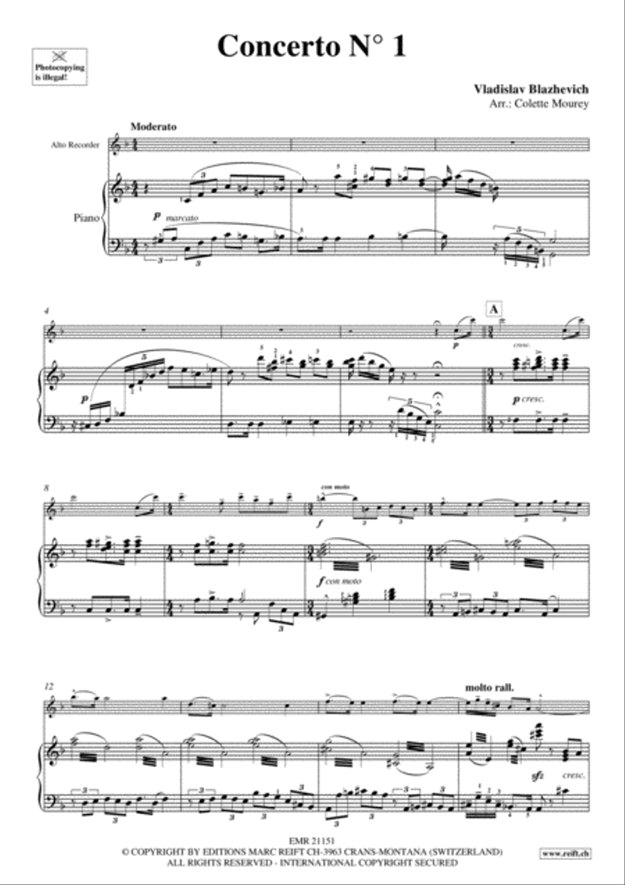 Concerto No. 1 Alto Recorder scores gallery preview page 3