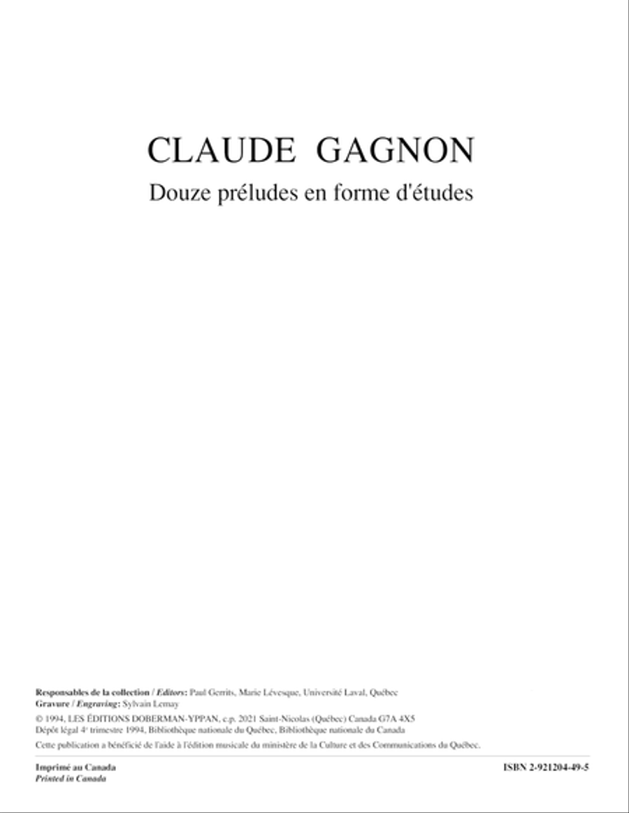 Douze préludes en forme d'études Classical Guitar scores gallery preview page 1