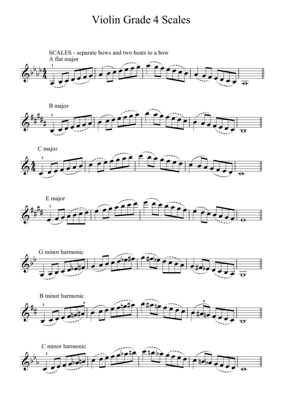 Grade 4 Violin Scales Violin Solo scores gallery preview page 1