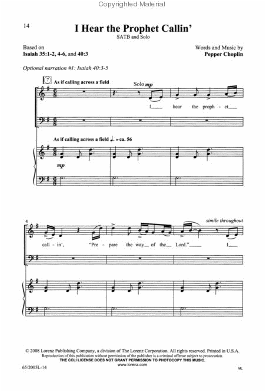 I Hear the Prophet Callin' - SATB Score with CD 4-Part scores gallery preview page 2