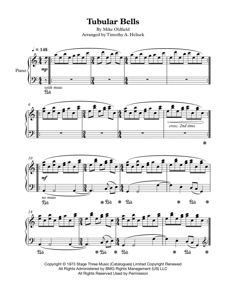 Tubular Bells Piano Solo scores gallery preview page 1