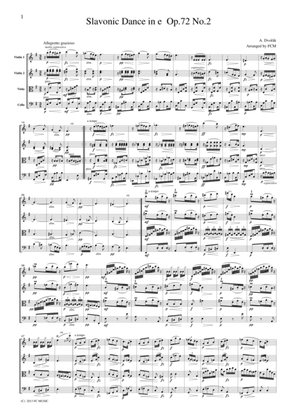 Dvorak Slavonic Dance Op.72, No.2, for string quartet, CD206