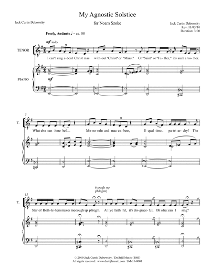 My Agnostic Solstice (SATB) 4-Part scores gallery preview page 3