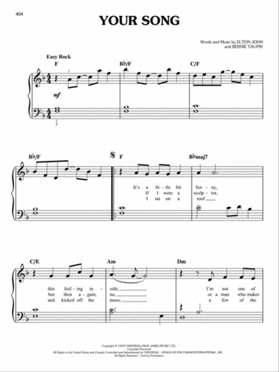 Songs of the 1970s Easy Piano scores gallery preview page 7