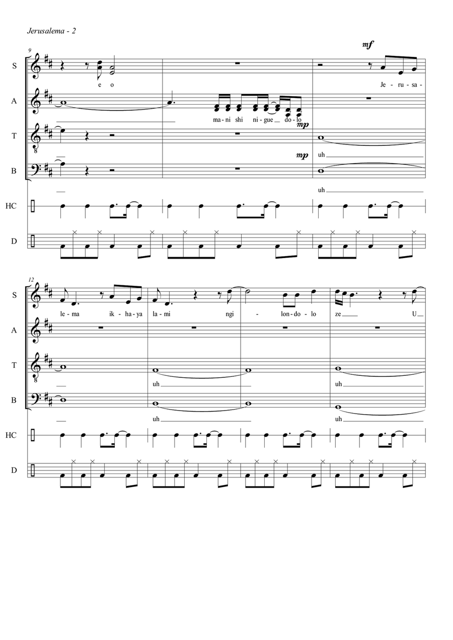 Jerusalema 4-Part scores gallery preview page 3