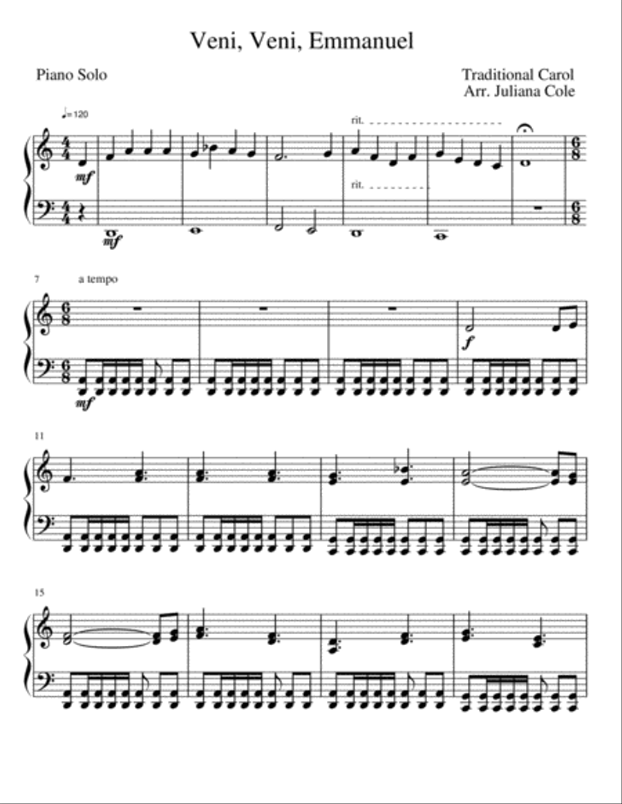 Veni, Veni, Emmanuel Piano Solo scores gallery preview page 1