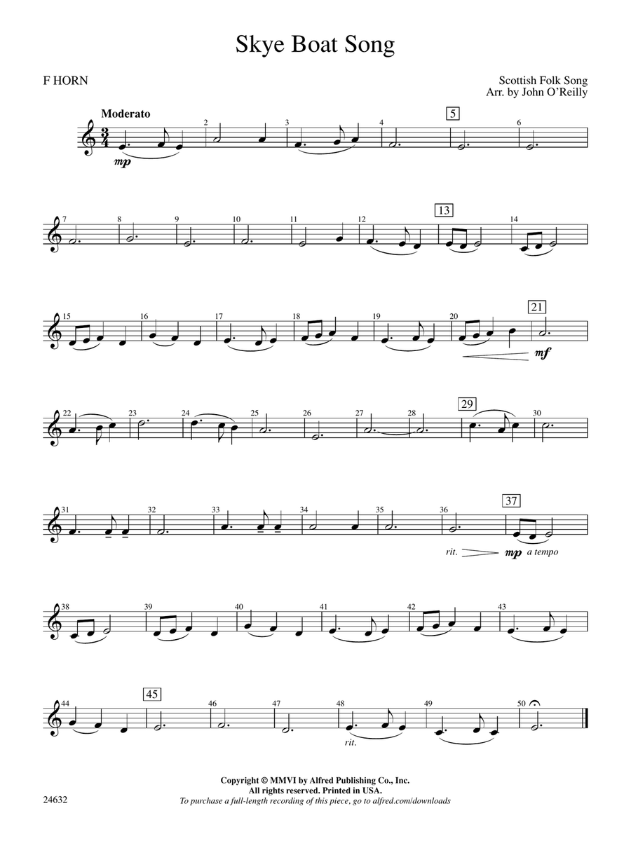 Skye Boat Song: 1st F Horn