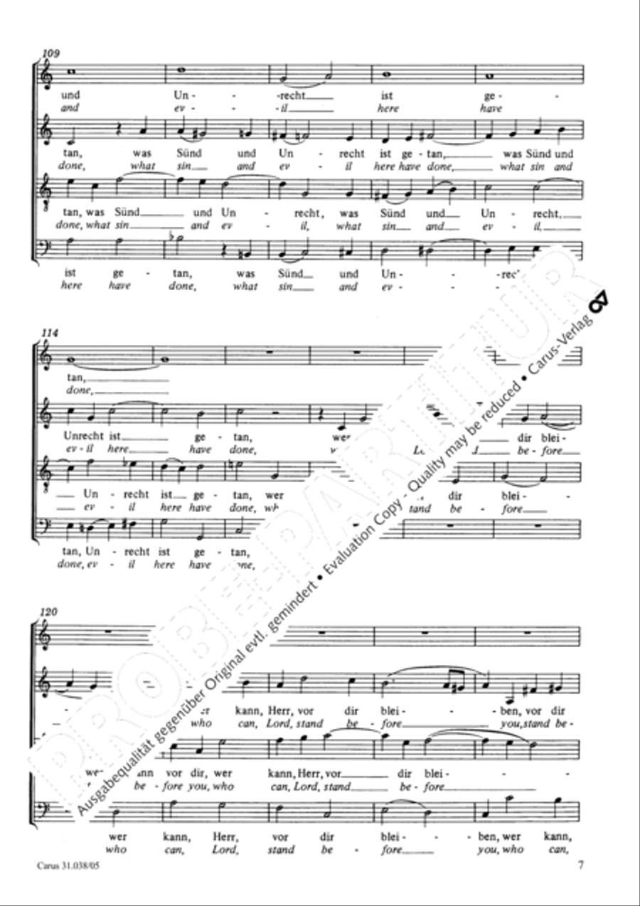 In deepest need I cry to you (Aus tiefer Not schrei ich zu dir) 4-Part scores gallery preview page 8