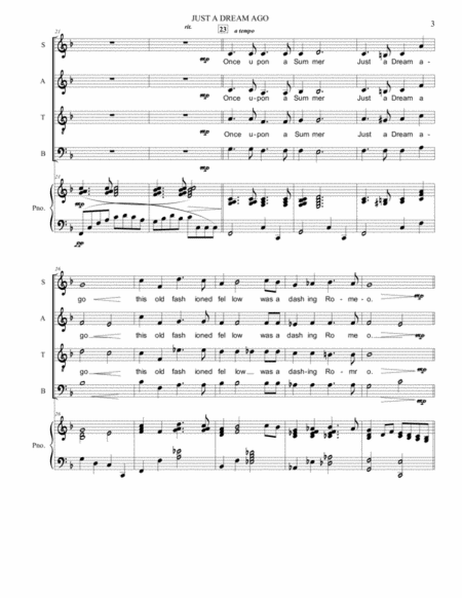 (Once Upon a Summer) Just a Dream Ago - from the musical comedy "Joe Sent Me!" SATB parts image number null