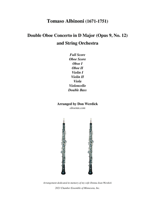Double Oboe Concerto in D Major, Op. 9 No. 12 and String Orchestra