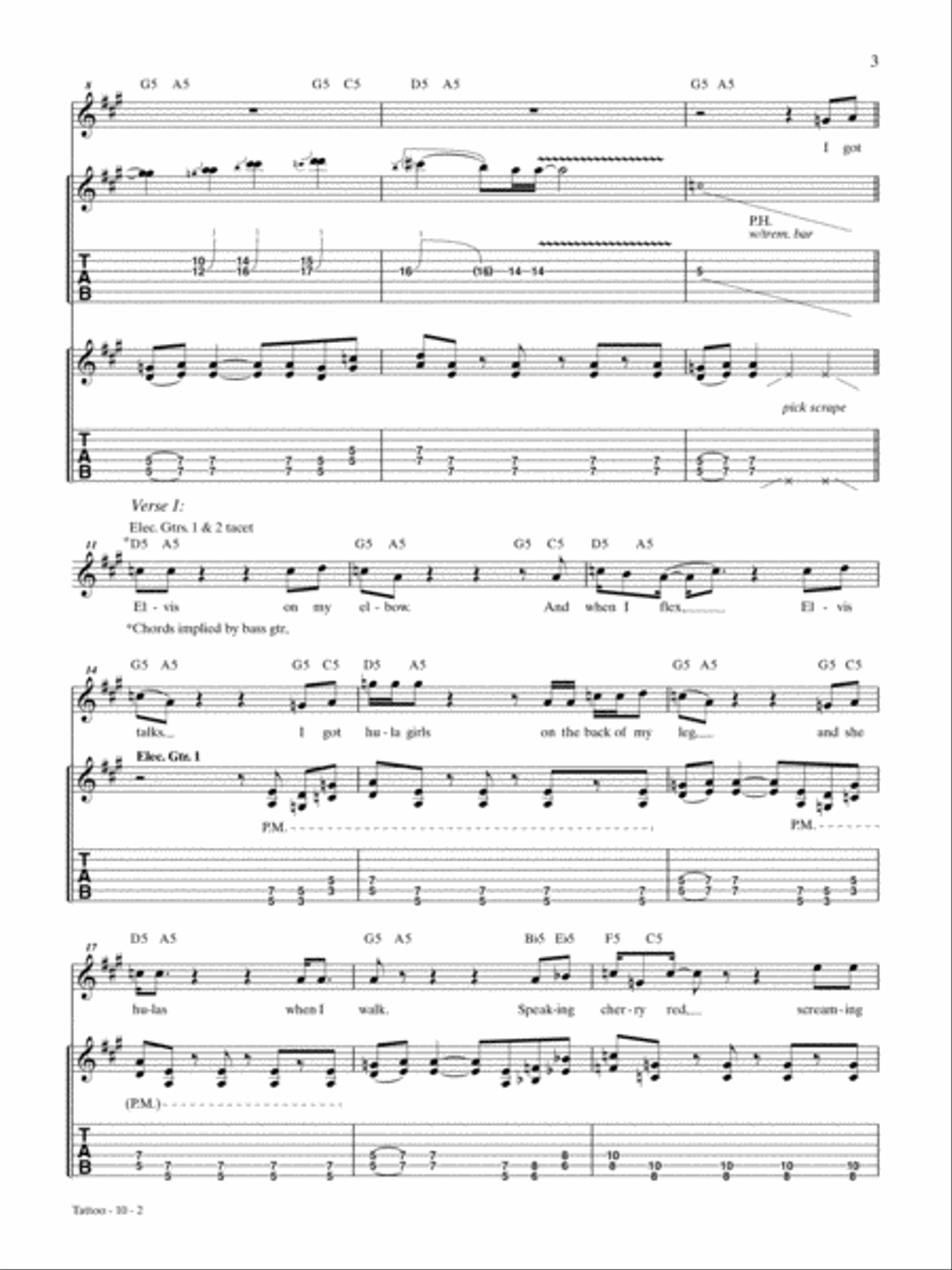 Tattoo Guitar Tablature scores gallery preview page 2