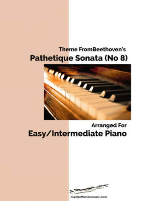Book cover for Theme From Beethoven's Pathetique Sonata arranged for easy/intermediate piano
