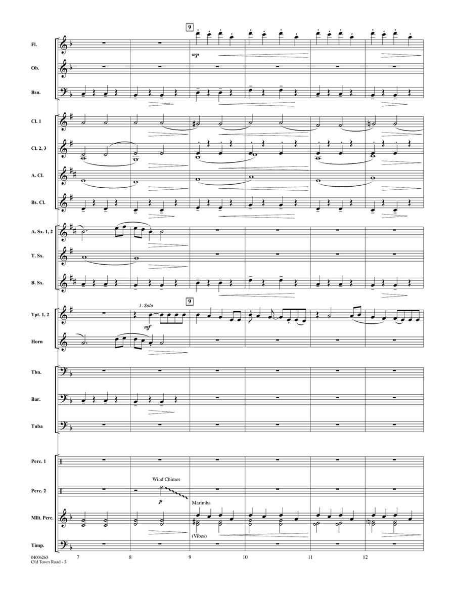 Old Town Road (arr. Paul Murtha) - Conductor Score (Full Score) Concert Band scores gallery preview page 3
