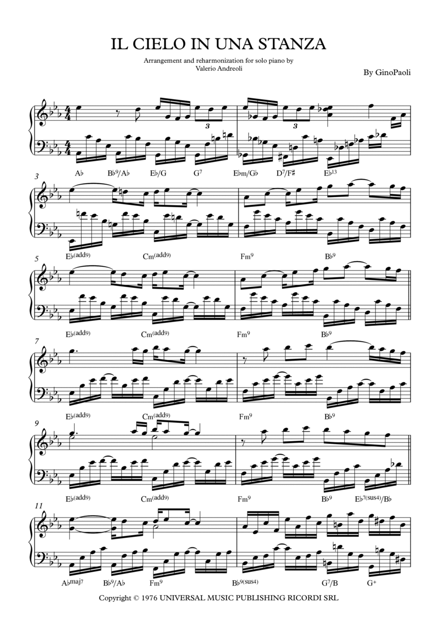 Il Cielo In Una Stanza Piano Solo scores gallery preview page 1