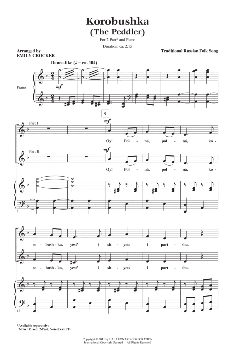 Korobushka 2-Part scores gallery preview page 1