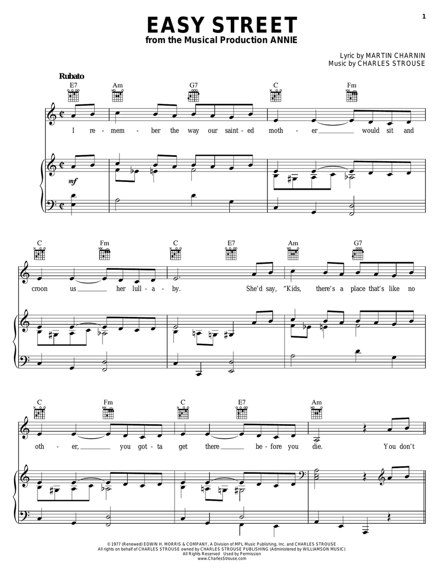 Easy Street Easy Street Piano, Vocal, Guitar scores gallery preview page 1