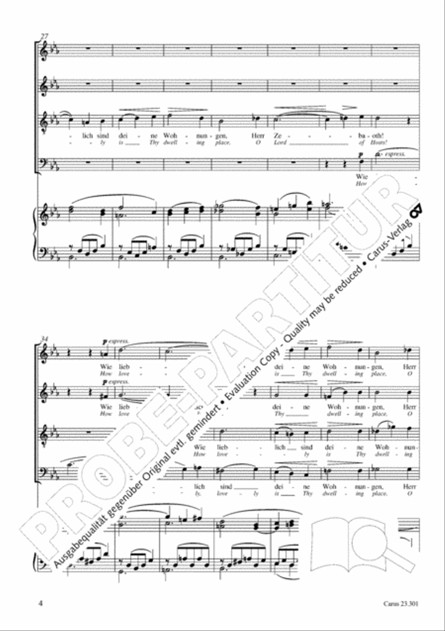 How beautiful is thy dwelling place (Wie lieblich sind deine Wohnungen) 4-Part scores gallery preview page 5