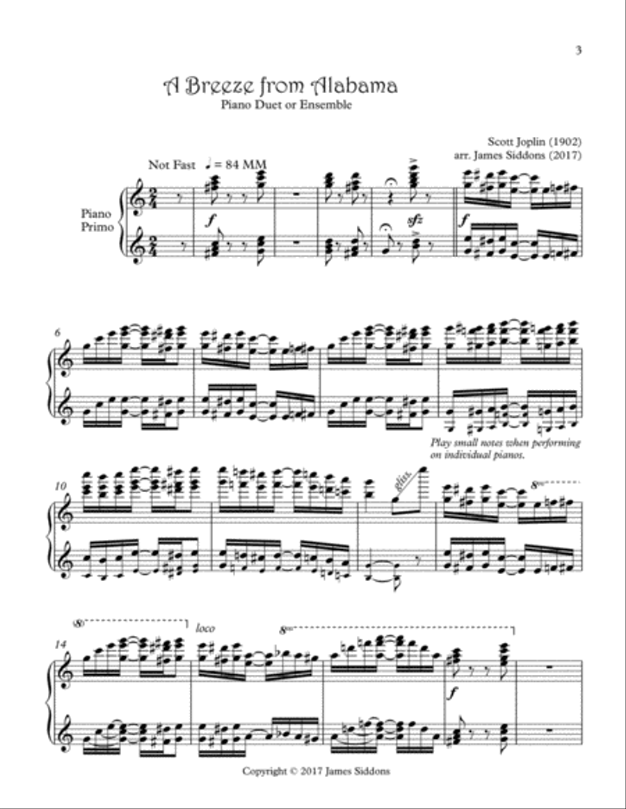 A Breeze from Alabama Piano Duet or Ensemble Part Piano Duet scores gallery preview page 3