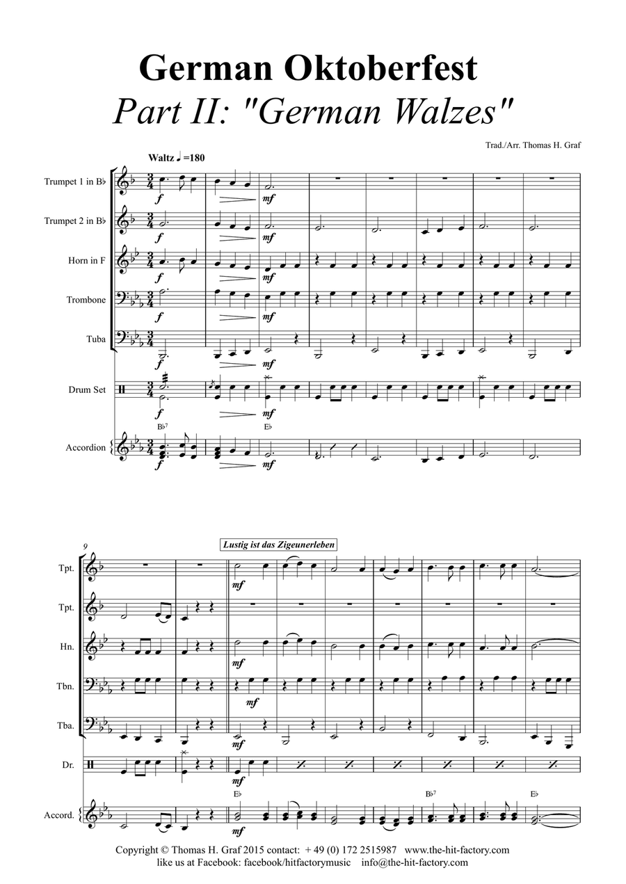 German Octoberfest Part II - Waltzes - German Band Concert Band scores gallery preview page 1