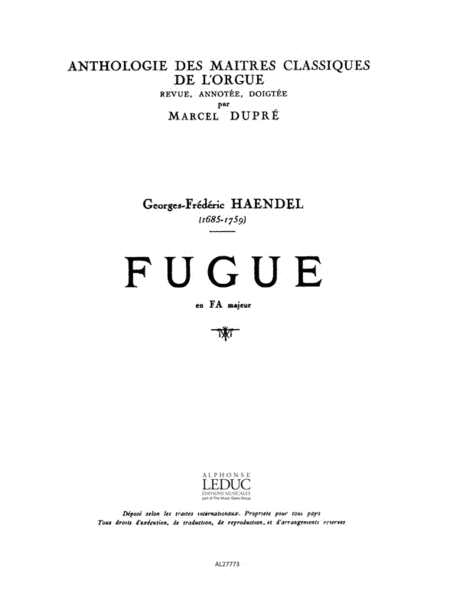 Fugue In F Major (maitres Classiques No.20) (organ)