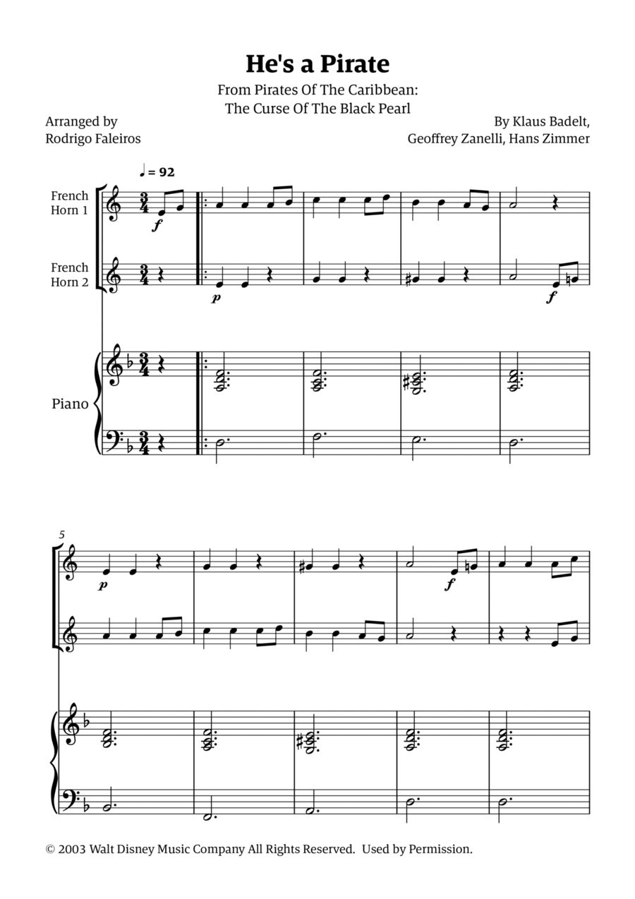 He's A Pirate Brass Duet scores gallery preview page 1
