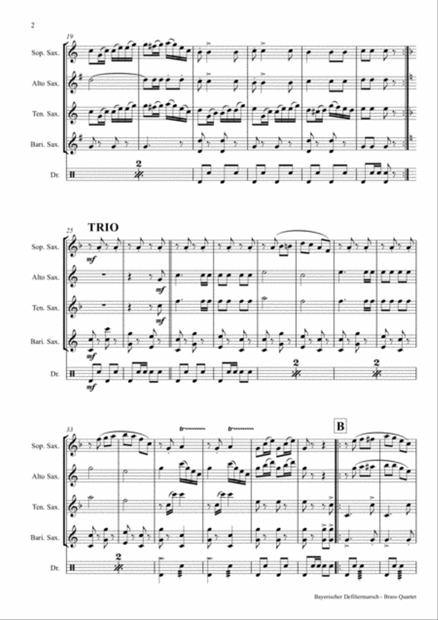 Bayerischer Defiliermarsch - German March - Oktoberfest - Saxophone Quartet Saxophone Quartet scores gallery preview page 2