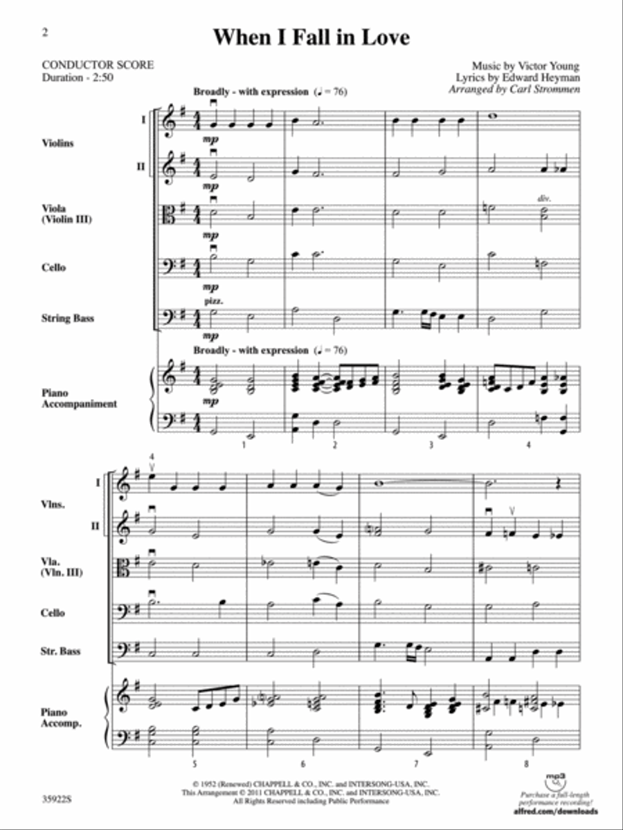 When I Fall in Love String Orchestra scores gallery preview page 2