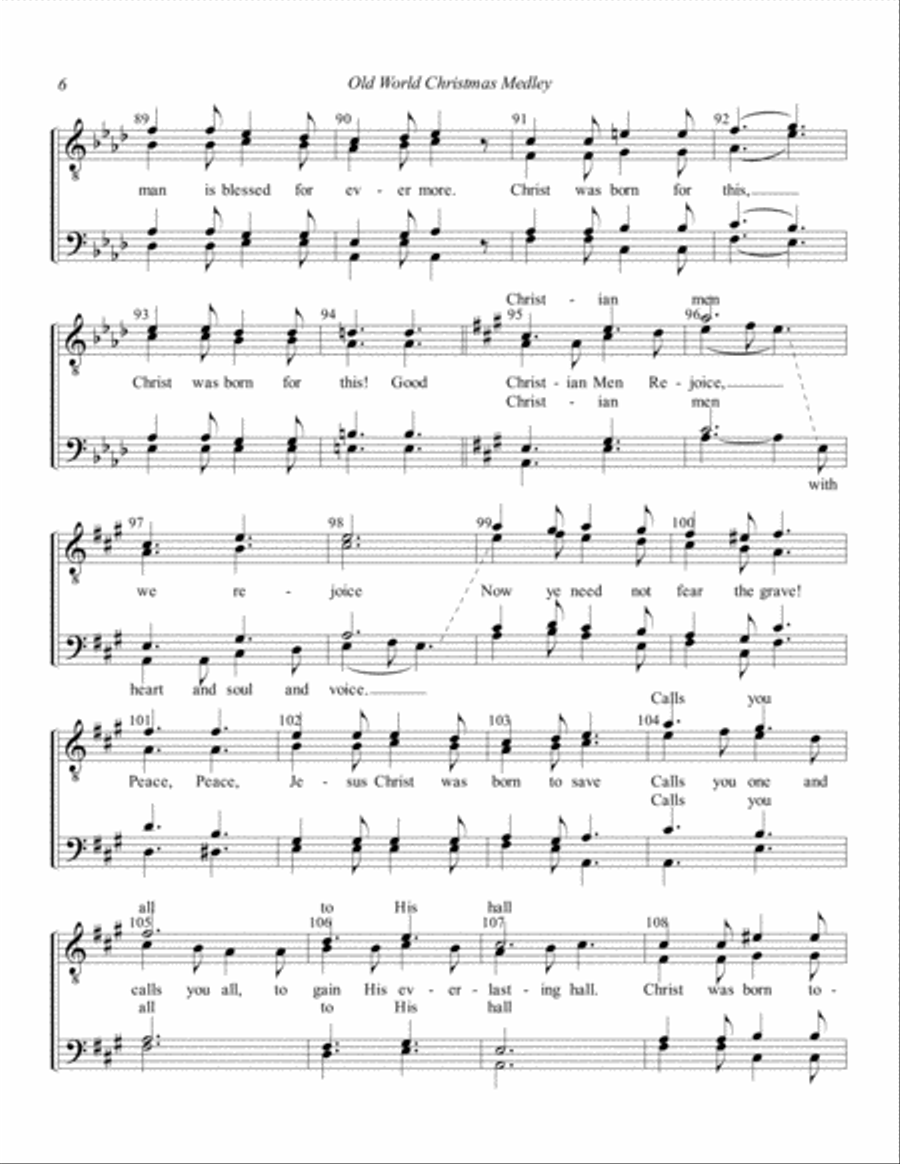 Old World Christmas Medley TTBB scores gallery preview page 6