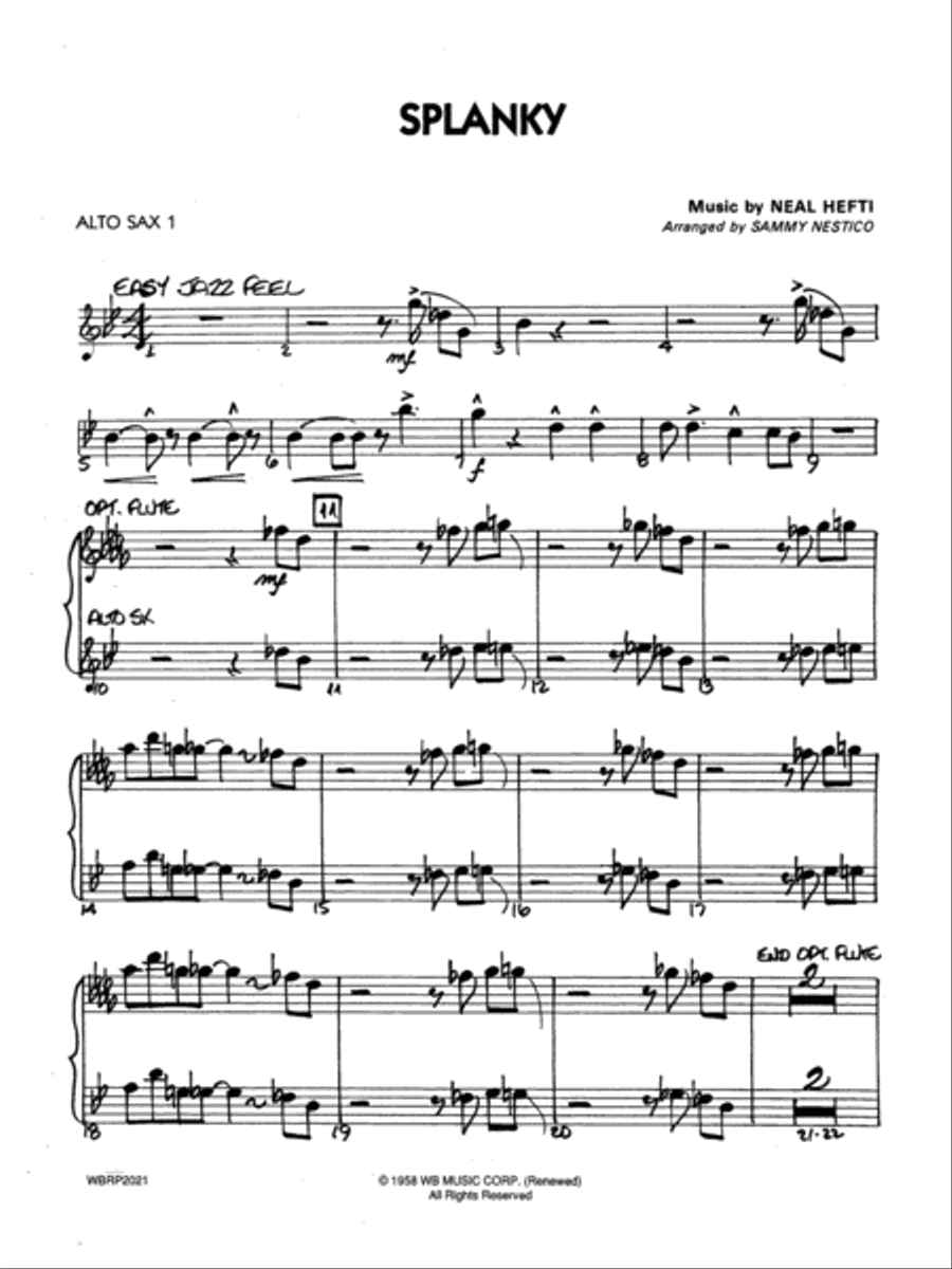 Splanky: E-flat Alto Saxophone Jazz Ensemble scores gallery preview page 1
