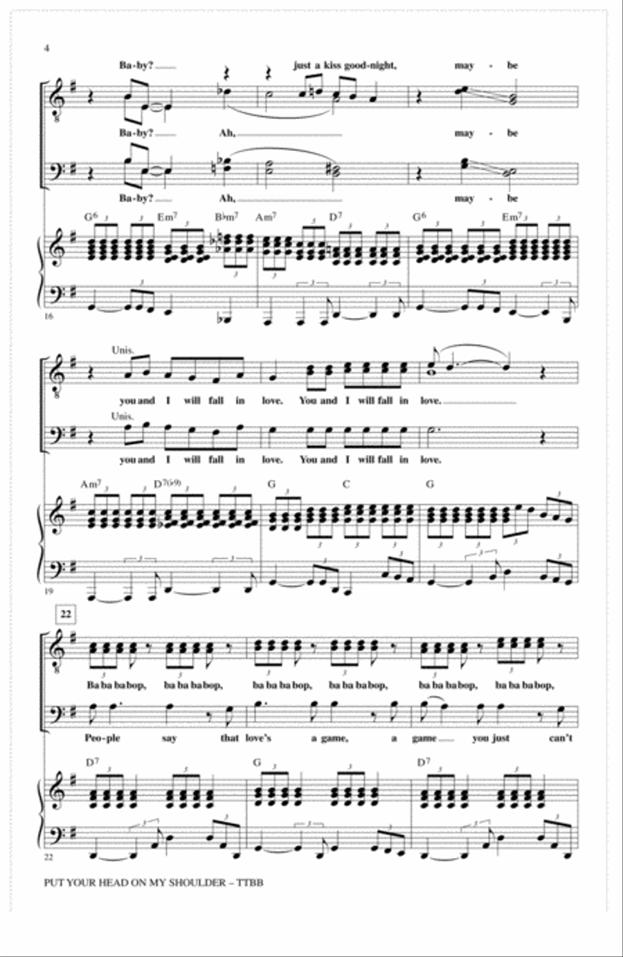 Put Your Head On My Shoulder (arr. Mac Huff) TTBB scores gallery preview page 3