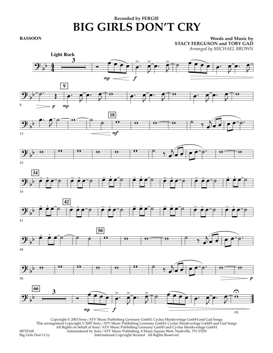 Big Girls Don't Cry - Bassoon Concert Band scores gallery preview page 1